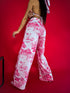LUX silver pants "GEISHA" - white with pink